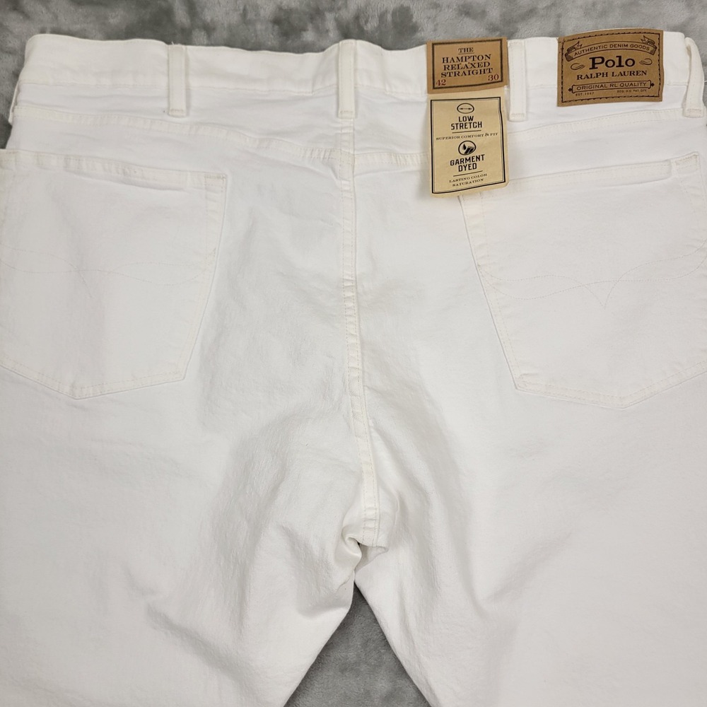 Polo Ralph Lauren The Hampton Relaxed Straight White Stretch Jeans Men's 42x30 - Picture 7 of 13